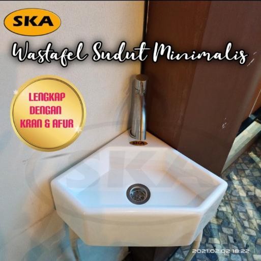 wastafel sudut / wastafel minimalis / wastafel gantung