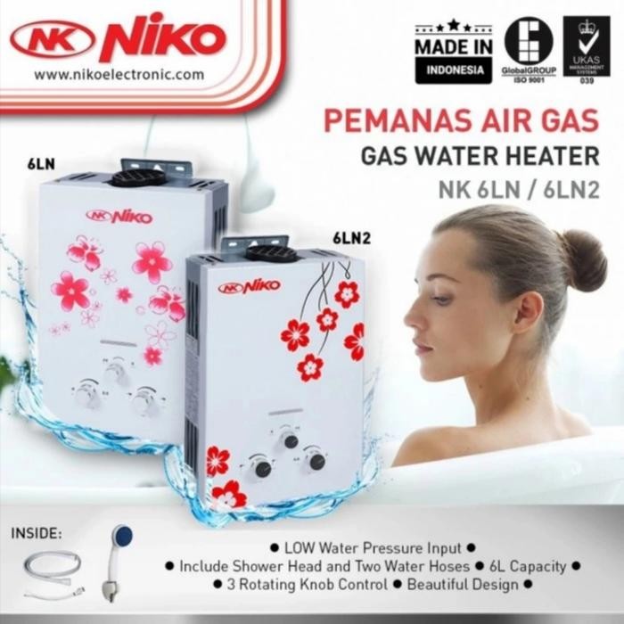 Niko Water Heater Gas / Pemanas Air Mandi Gas 6 Liter NK 6LN