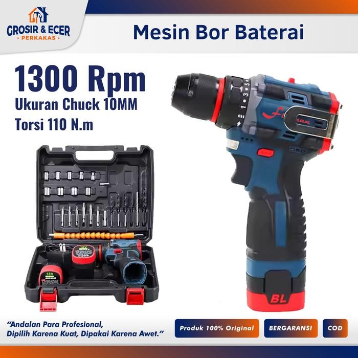 Mesin Bor Baterai 10Mm Cordless Drill Battery Fligman - Mesin Bor Cordless Drill Screwdriver Bor