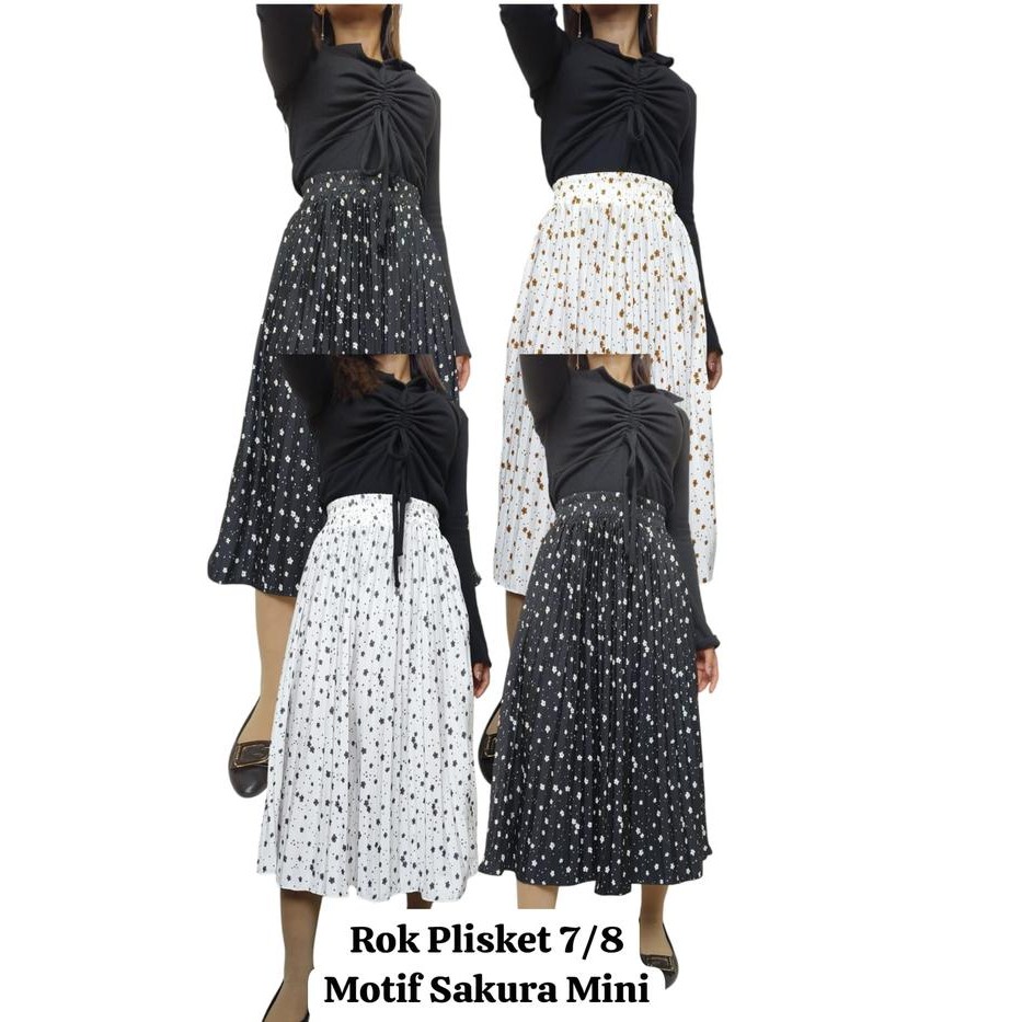 Rok Plisket 7/8 Motif Sakura Mini