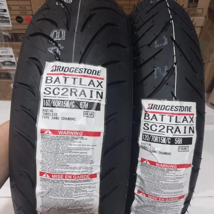 Paketan Ban Luar Battlax Sc 2Rain Uk 120/70-15 & 160/60-15