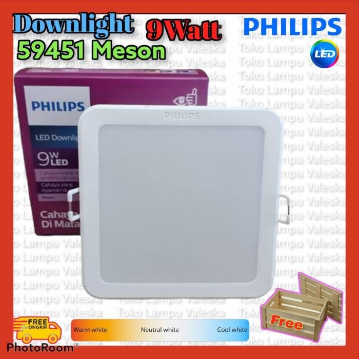 59451 Downlight Meson Persegi Philips 9Watt 6500k/3000k - Putih