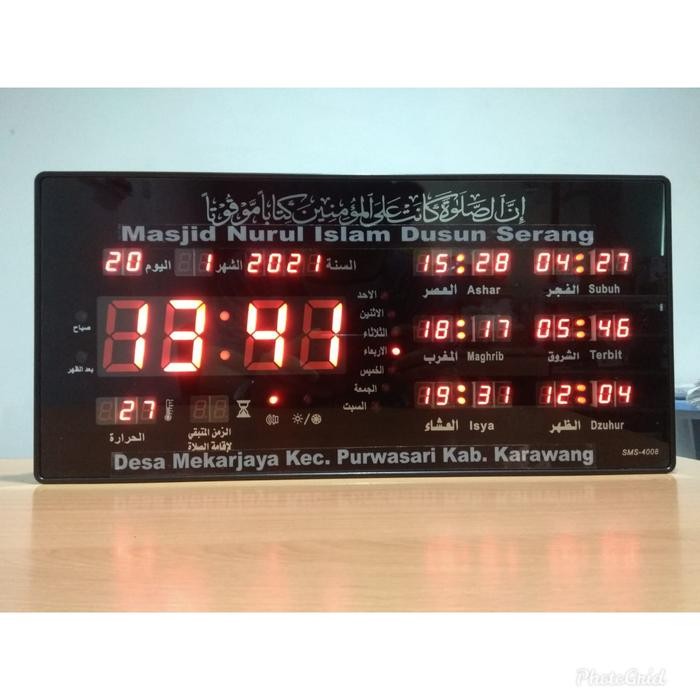 Sonifer Jam Dinding Adzan Digital Jam Dinding Sholat Otomatis SMS-4008 FREE CUSTOM NAMA