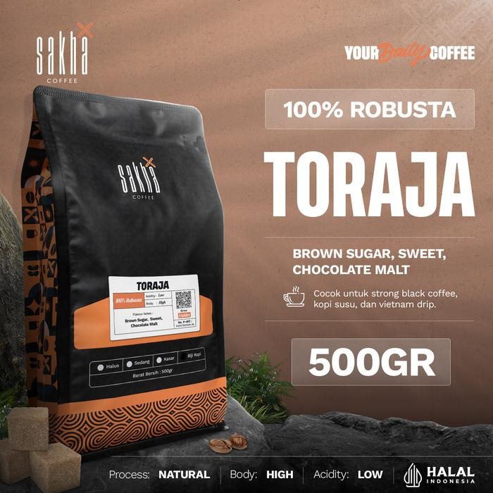 

Nespresso Coffee - Biji Kopi Bubuk Robusta Toraja Coffee Roast Beans Sakha Roastery 500Gr