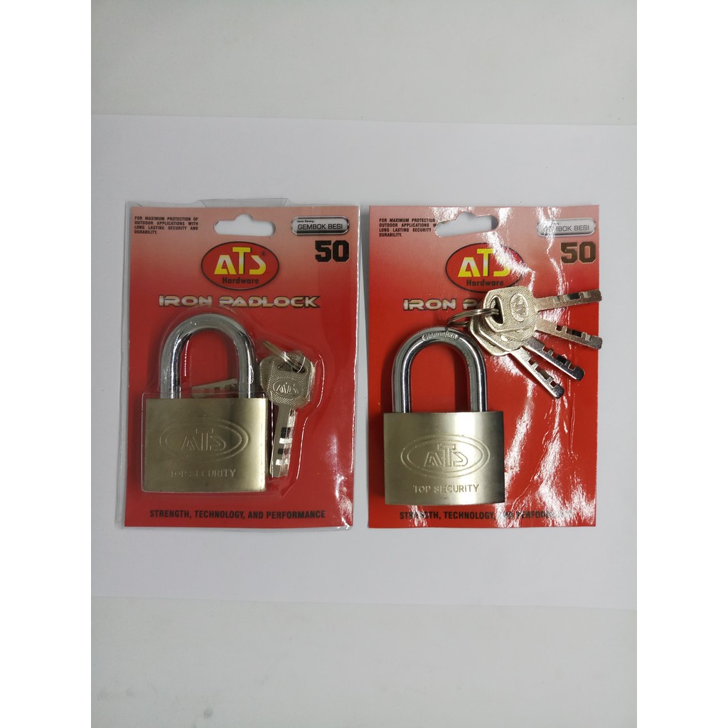 Kunci Gembok Rumah ATS 50 mm Pendek Gembok ATS 50mm Iron Padlock Gembok Putih Silver ATS