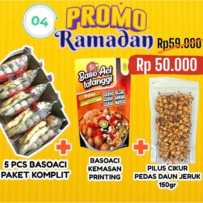 

Diskon! Promo Paket Ramadan 5+1 Baso Aci + Pilus Cikur Pedas Daun Jeruk