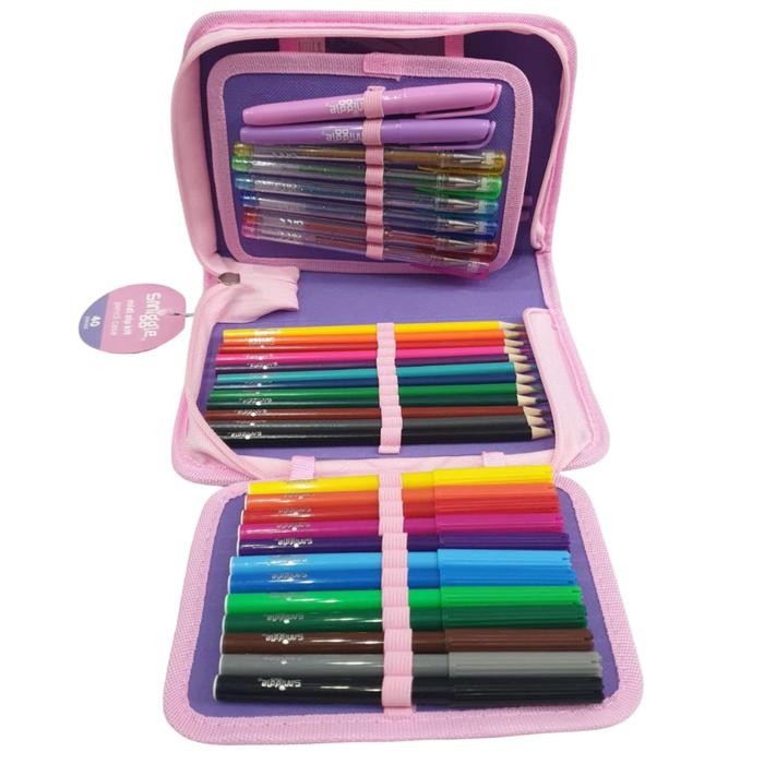 

Smiggle Midi Zip Kit Stationary Gift Set Motif Cat Pink / Pencil Case Set Smiggle Cat / Set Alat