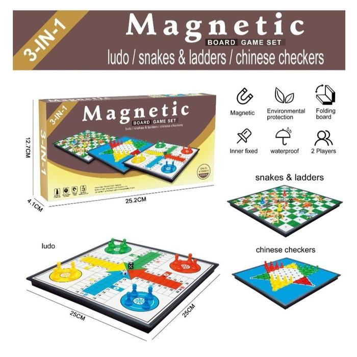 Mainan Anak FAMILY GAME 4in1 MAGNETIC BOARD GAME / Chess Othello Snake