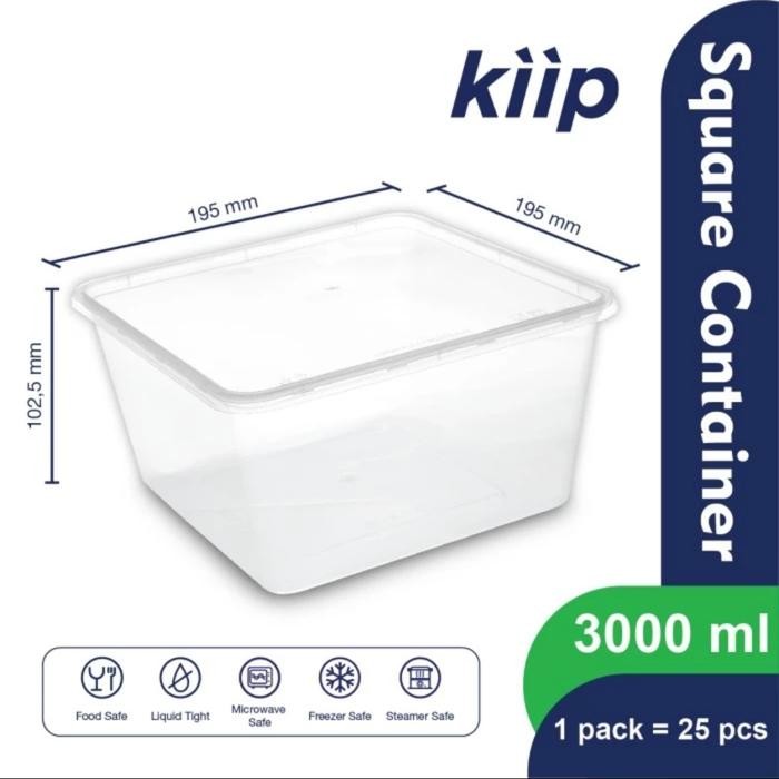 JT KIIP Thinwall Square Container 3000ml / Kotak Makan Plastik