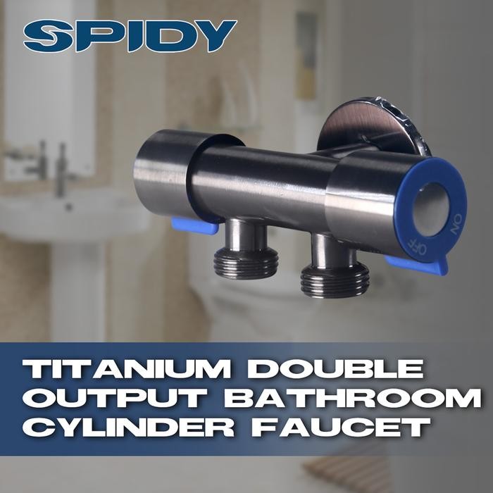 Toto Sanitaary - Keran Kloset Cabang 2 Katub Ganda Titanium Stainless Stop Kran Shower Kamar Mandi