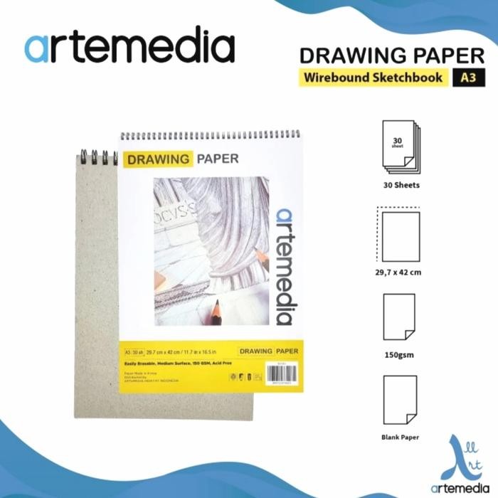 

Artemedia Sketch Book A3 Wirebound 150Gsm 30Sheets Drawing Paper Book