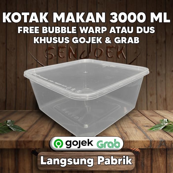 JT Thinwall Kotak 3000 ML Persegi / Food Container Square 3000 ml