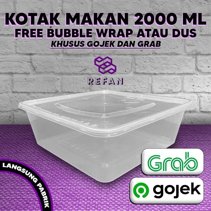 JT Thinwall Kotak 2000 ml / Kotak Makan 2000 ml / Food Container Square