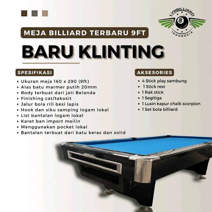 ASLI MEJA BILLIARD TIPR TERBARU, MEJA BILLIARD 9FT BARU KLINTING READY STOCK