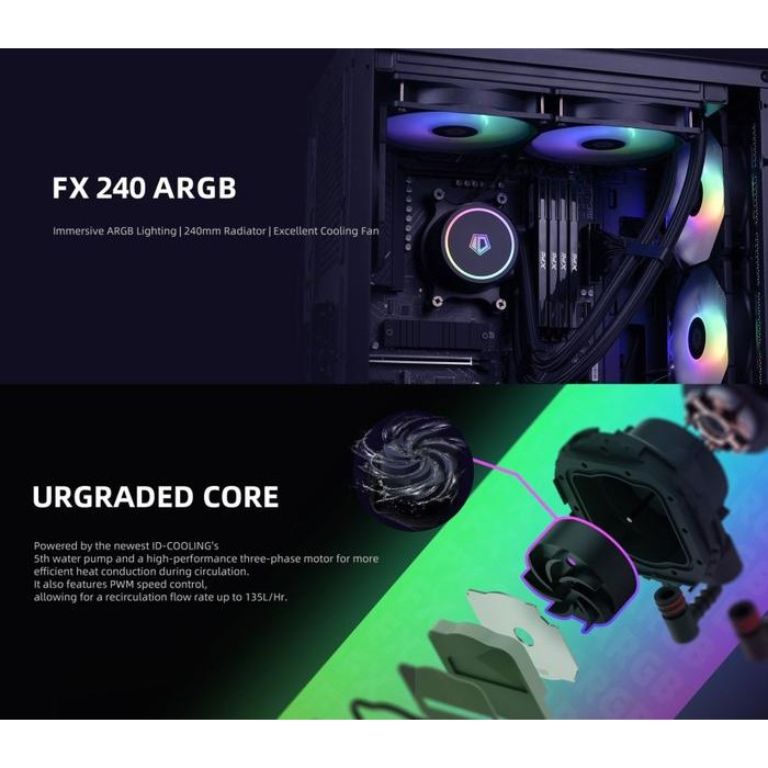 ID-COOLING FROSTFLOW FX 240 ARGB BLACK AIO CPU LIQUID WATER COOLING