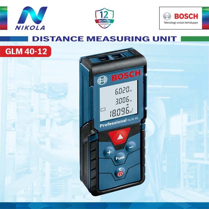 

ID GLM 40-12 BOSCH METERAN LASER LASER MEASURE PENGUKUR JARAK BOSCH GLM4012 GLM 40 GLM40 BOSCH MT