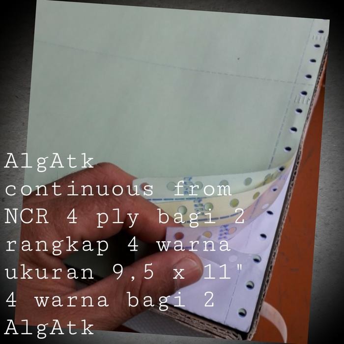 

Sinar Dunia. Kertas Continuous Form 4 Rangkap. Prs (Bagi2) Ncr 4 Ply.