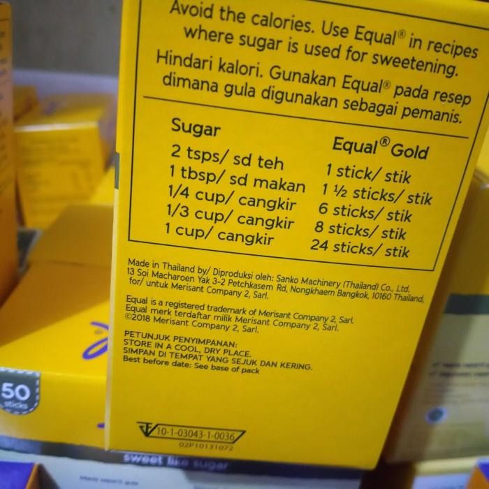 

(Allthebest) Equal Gold Sweetener 50 Stick l Pemanis Alami Nol Kalori l Sucralose