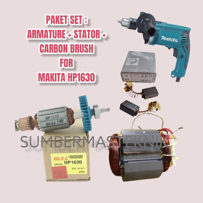 Grosir Paket Armature Stator Carbon Brush For Bor Makita Hp1630 Angker Hp1630