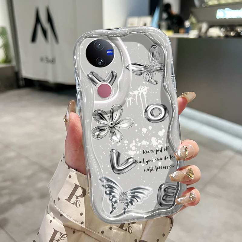 Casing Hp Untuk VIVO V50 5G V50E 5G V50 Lite 4G V50 Lite 5G Case Casing Kupu-kupu perak pole Kasing 