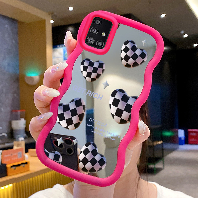 Casing Untuk Samsung A51 M40s Case Casing Jantung Grid Gelombang Cermin Silikon Softcase HP Cesing K