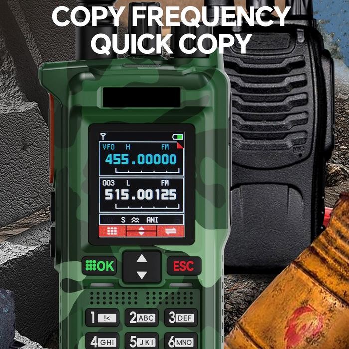 HT Walkie Talkie GT12(20Watt) Handheld Two-Way Radios Kekuatan tinggi warna kamuflase Dual Band copy