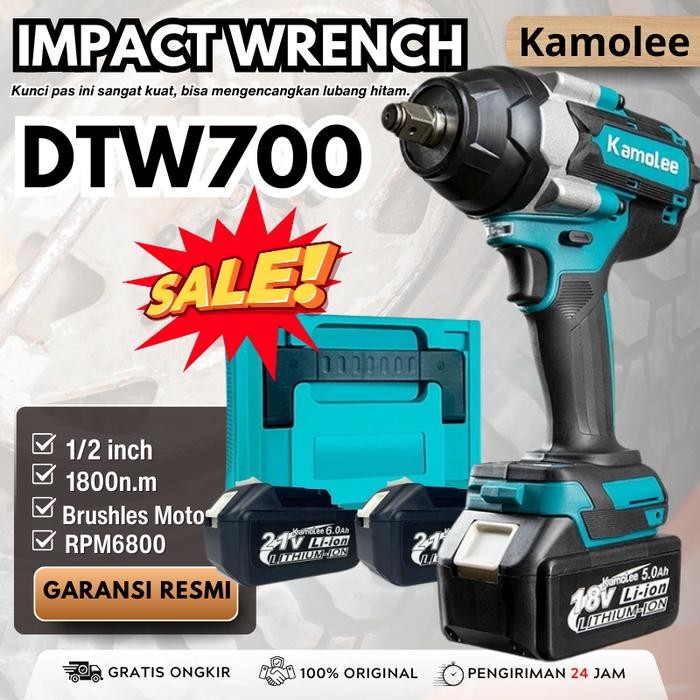 Terbaik Kamolee-Mesin Bor Brushless Electric Cordless Impact Wrench 1800 Dtw700