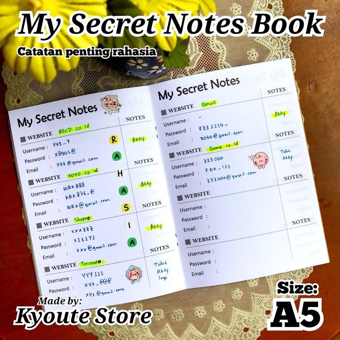 

ID MY SECRET NOTES BOOK KYOUTE A5 BUKU CATATAN PENTING RAHASIA REMINDER