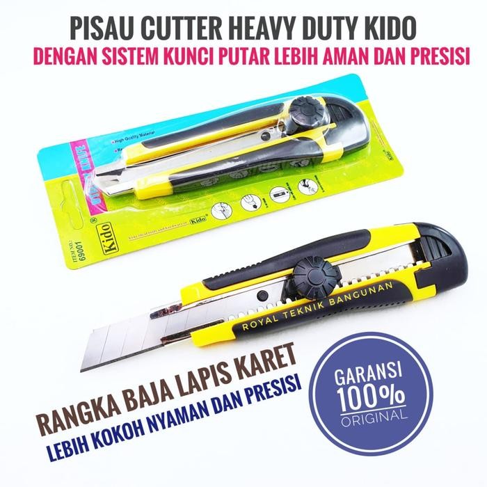 

ID PISAU CUTTER 18MM HEAVY DUTY KIDO / KATER GUNTING / CUTTING CUTER
