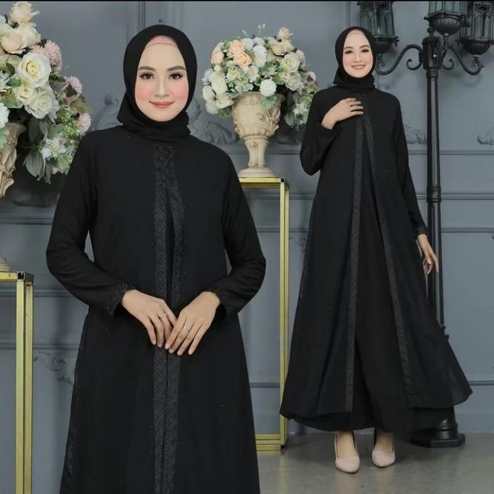Gamis Abaya Mesir Mewah Dress Wanita Muslim Arab Muslim Hitam Bordir Cantik
