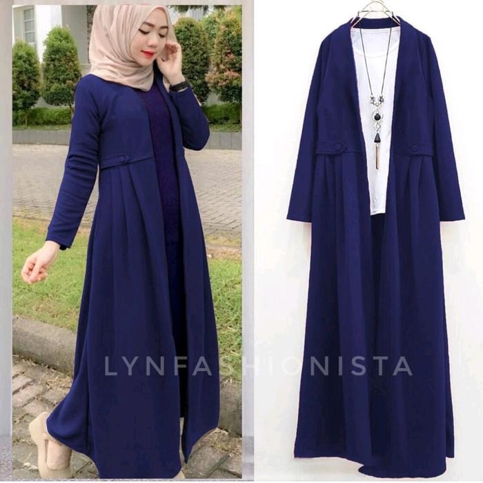 Long Cardigan Panjang Outer Wanita Muslimah Jeruk Tebal Adem/Vika