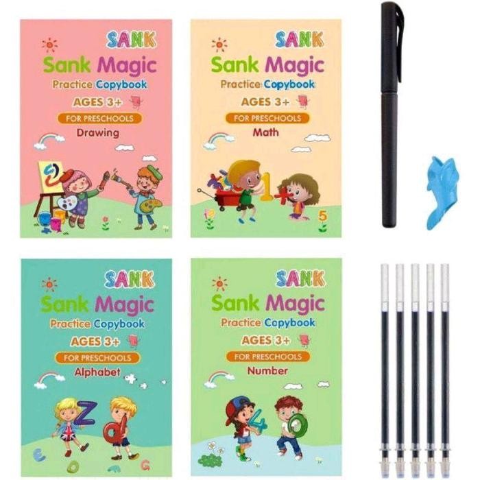 

New Buku Sank Magic isi 4 Buku + 1 Bulpen + 4 Refil / Buku Edukasi Menggambar Ajaib TK PAUD
