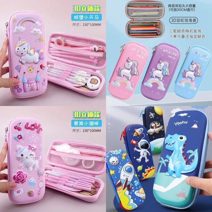 

New Pensil Case 3D Anak Sekolah TK SD Kotak Pensil 3D Bahan EVA