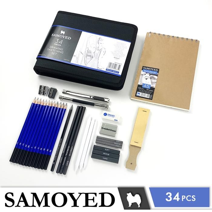 

New Peralatan Pensil Gambar Sketsa / Professional Drawing Sketching Set Samoyed DRSK-P34