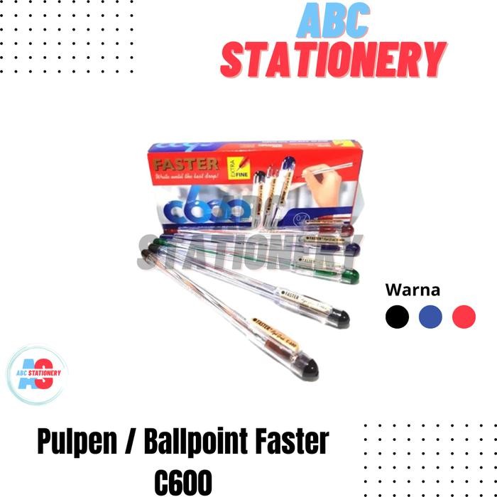 

New Pulpen / Ballpoint Faster C600 hitam / biru (1 lusin isi 12 pcs)