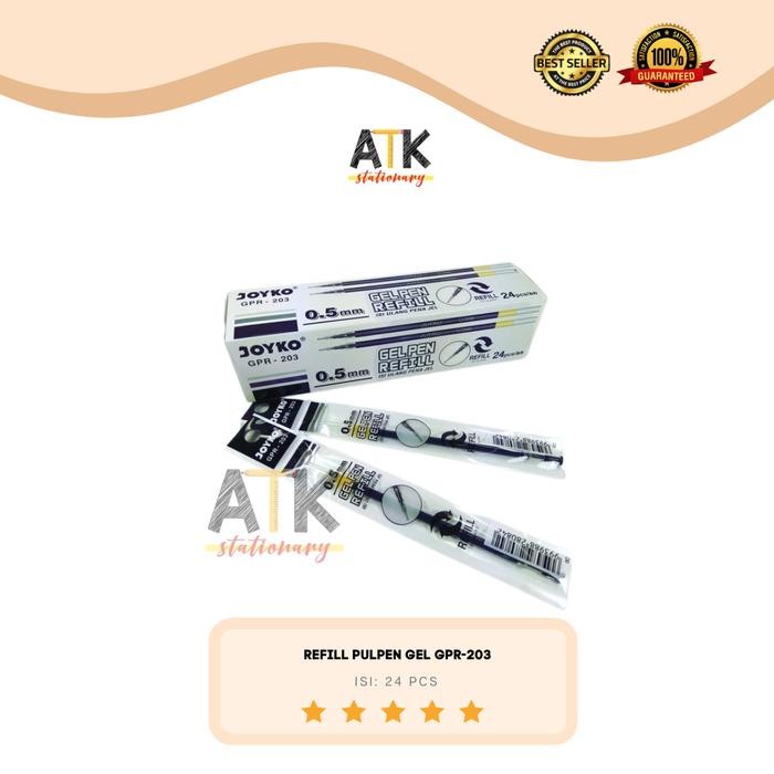 

New Refill Isi Pulpen Gel Joyko Lancip GPR-203 (24 PCS) atk Hitam Pen