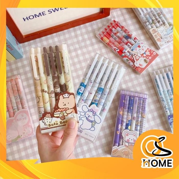 

New BISA COD S5809 Pulpen Gel Mekanik Lucu Karakter Set Pulpen Gel 6 Pcs Ballpoint Mekanik Pulpen