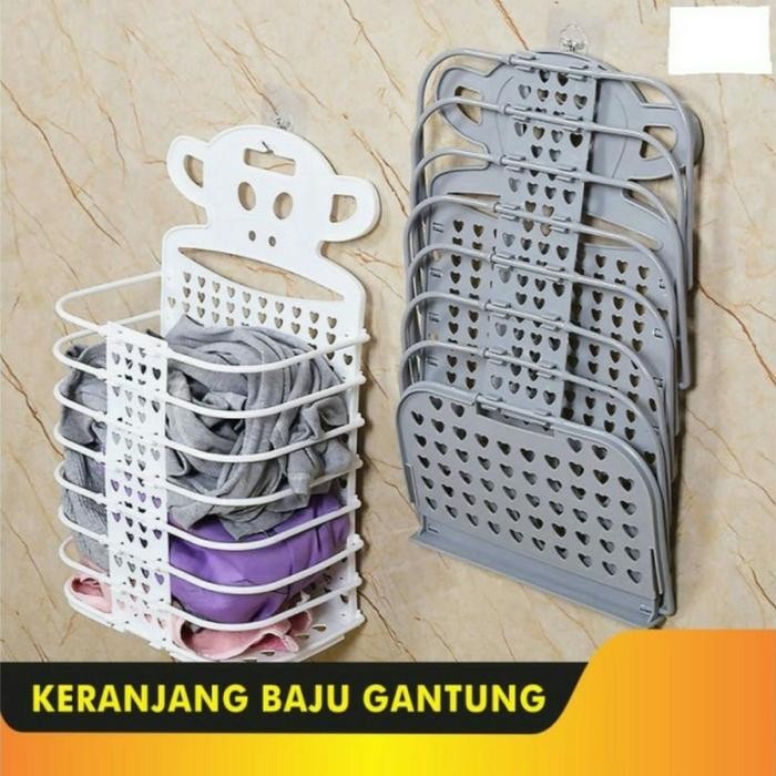 keranjang baju kotor lipat laundry tempel dinding