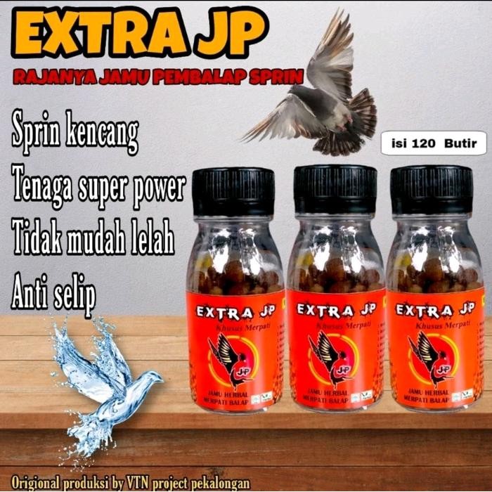 tersedia jamu merpati extra jp balap 120 butir penambah power sprint makan