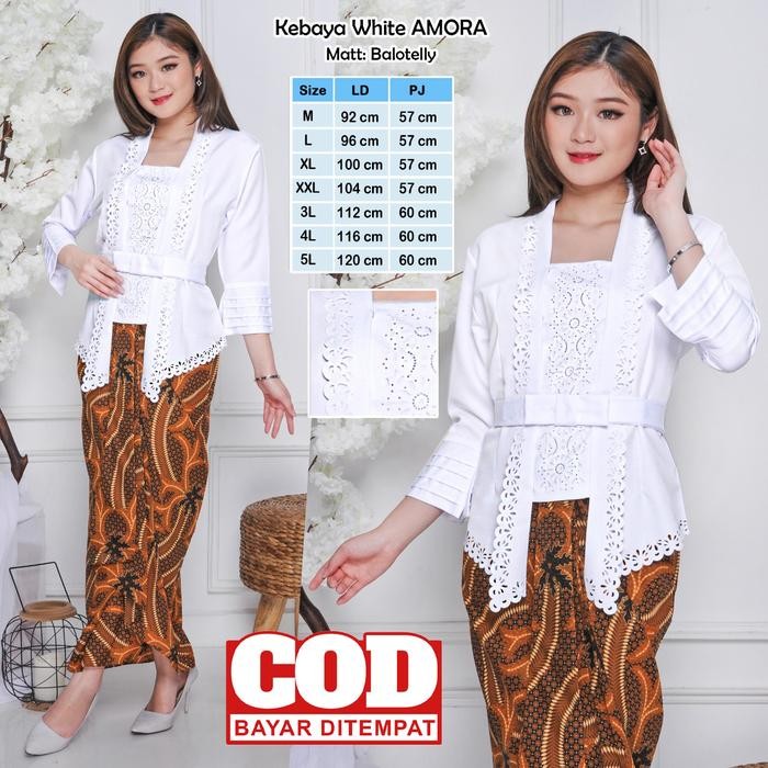Atasan Kebaya Kutubaru Putih Cerah Jumbo / Kebaya Akad Nikah Mewah
