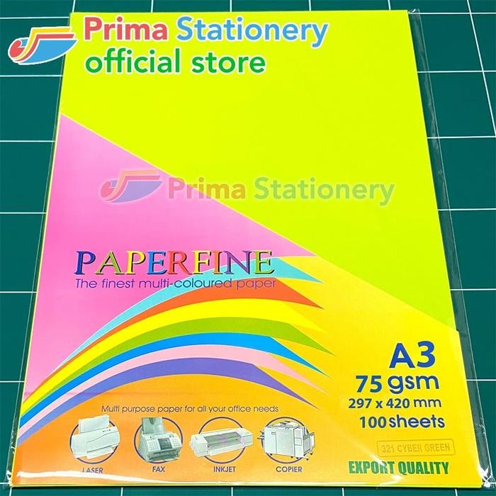

MURAH Kertas HVS A3 Paperfine Isi 100 lbr Warna Cyber