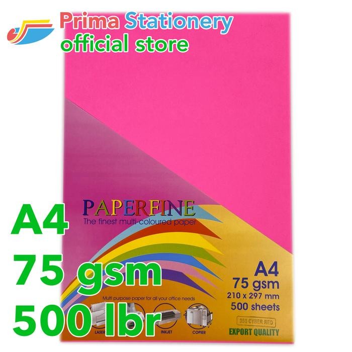 

JUAL Paperfine Kertas HVS Warna A4 IT 350 Cyber Red Rim isi 500 lbr [TC]