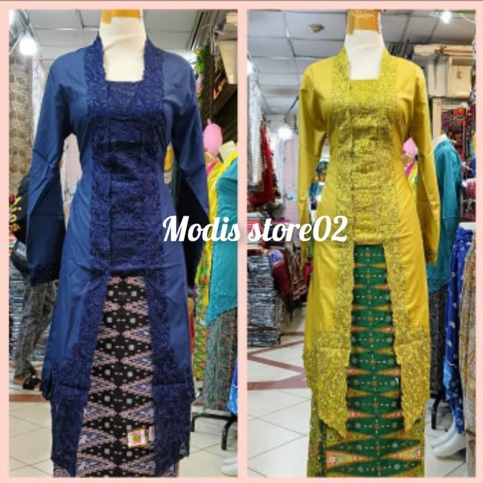 Tunik kebaya encim Premium motif senada lengan panjang