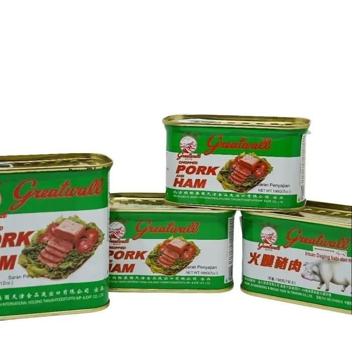 

Promo GREATWALL Chopped Pork & Ham 340gr,Greatwall Chopped Pork & Ham 340gr Daging Babi Kaleng