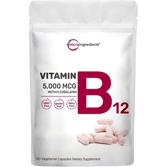 MicroIngredients Vitamin B12 Methylcobalamin Supplement 5000 mcg