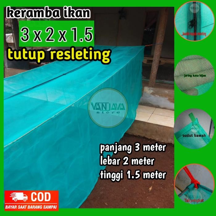 Jaring Ikan-Hapa Ikan-Keramba Ikan 3X2X1.5 Pakai Tutup Kerambah Ikan