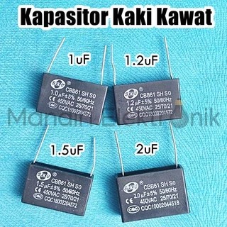 Kapasitor Fan AC 1 1,2 1,5 2 uf CBB61 Kaki Kawat Kipas Indoor Outdoor Kotak - Kapasitor Kaki Kawat C