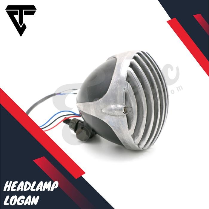 Headlamp Lampu Depan Logan Motor Custom Universal Chopper Bobber