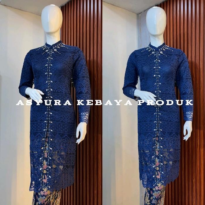 Kebaya Tunik Brokat Payet Model Belah Depan Bahan Brokat Premium