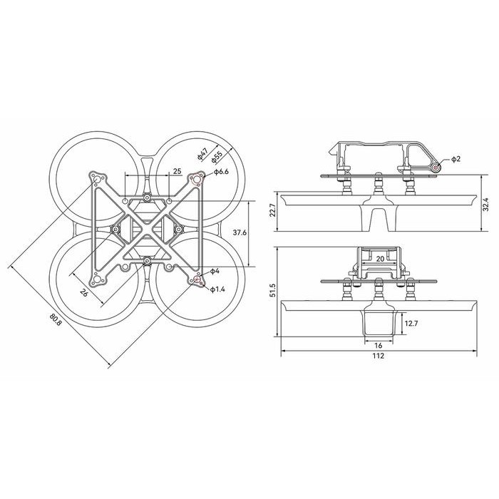Betafpv Pavo Pico Brushless Whoop Naked Base Frame / No Hd Vtx Bracket